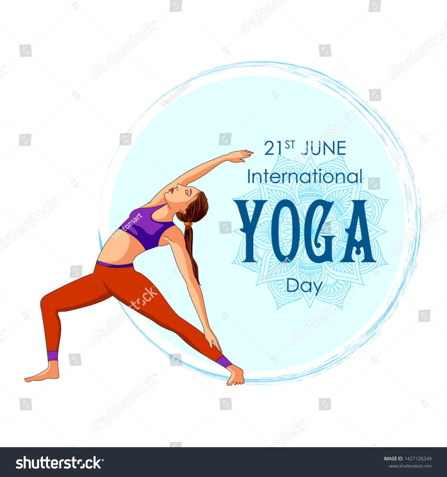 Illustration People Doing Asana International Yoga Stock Vector ...