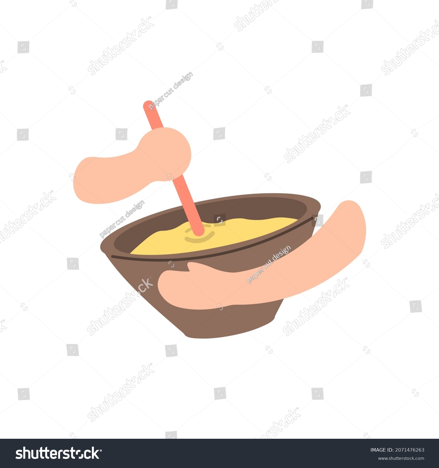 SVG of illustration of people's hands mixing bread dough in a bowl using the manual method. making cake. flat cartoon style. vector design. can be used for elements, landing pages, UI. svg