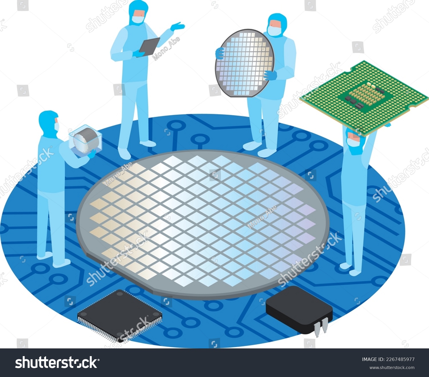 SVG of Illustration of people working in the semiconductor industry svg