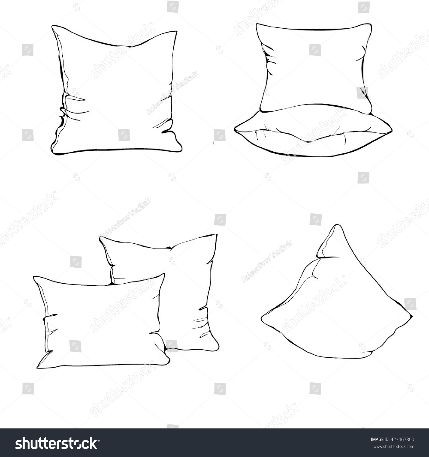 Illustration Pillow Art Pillow Isolated White Stock Vector (Royalty ...