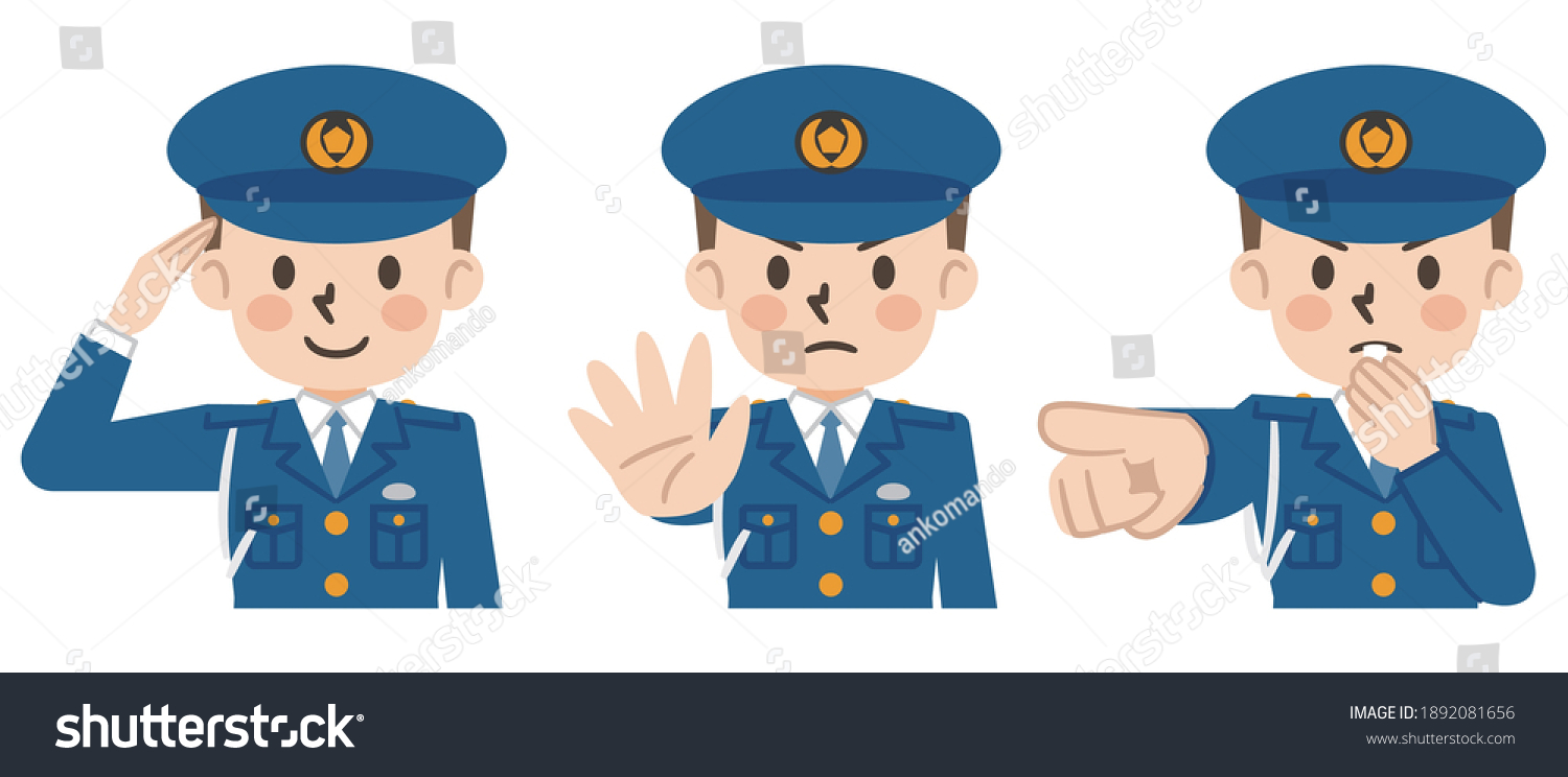 illustration-police-officer-pose-set-stok-vekt-r-telifsiz-1892081656