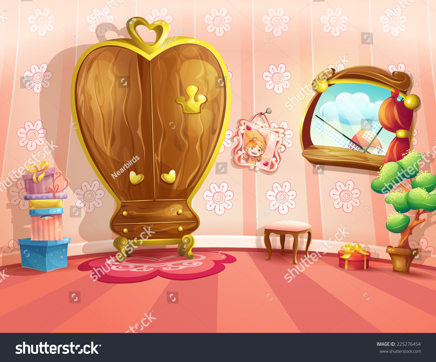 Illustration Princess Bedrooms Cartoon Style Stock Vector Royalty Free   Stock Vector Illustration Of Princess Bedrooms In Cartoon Style 225276454 