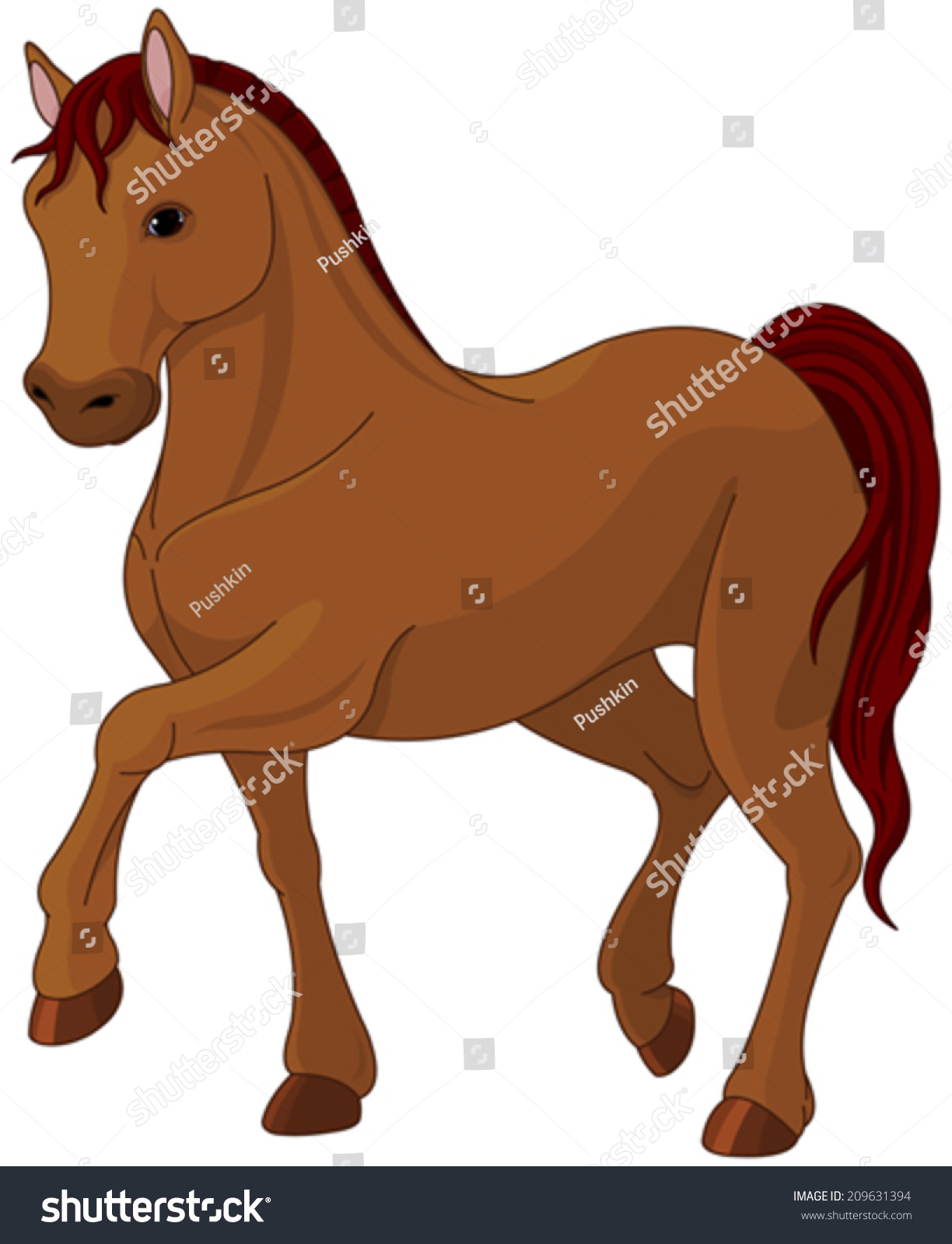 Illustration Purebred Chestnut Horse Stock Vector 209631394 - Shutterstock