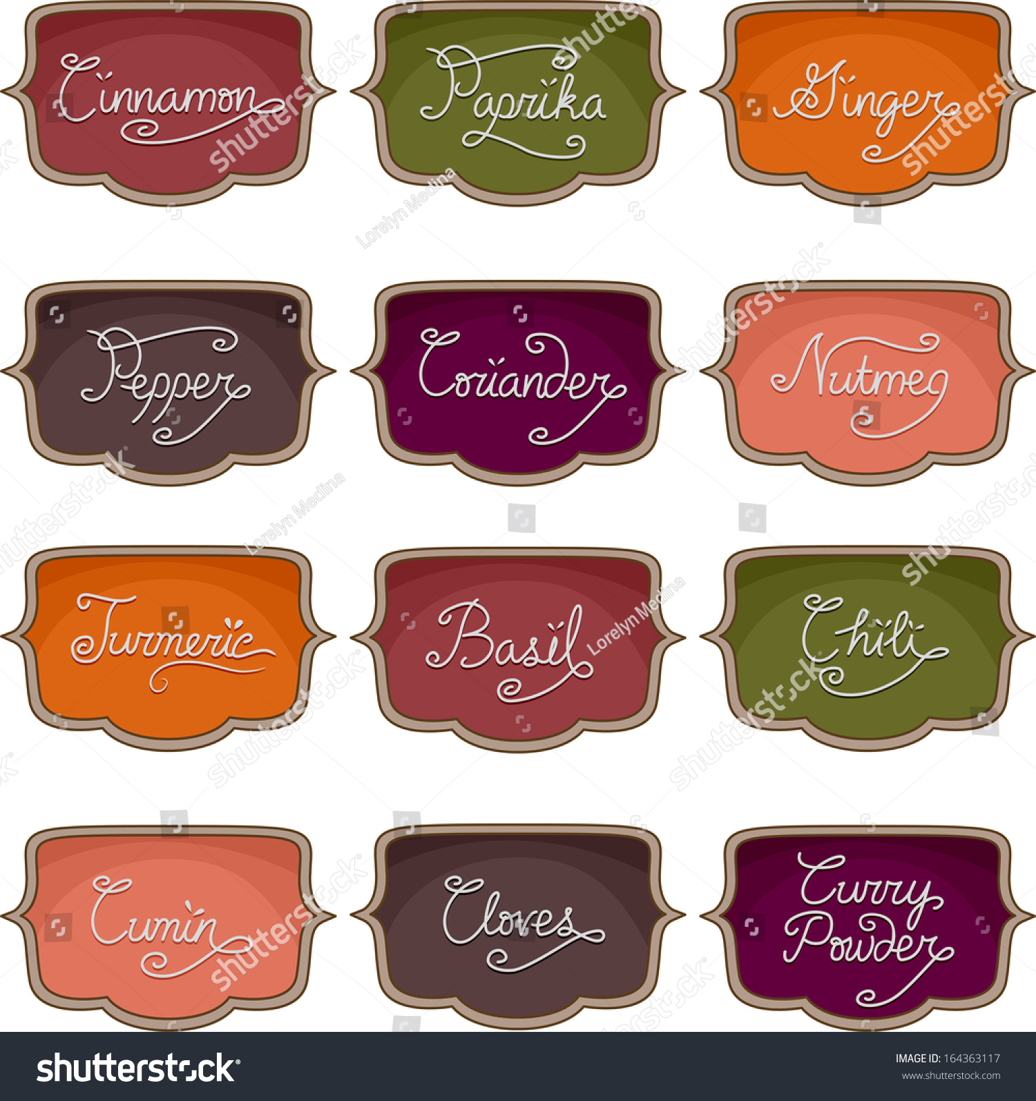 Illustration Ready Print Labels Featuring Names Stock Vector Royalty Free