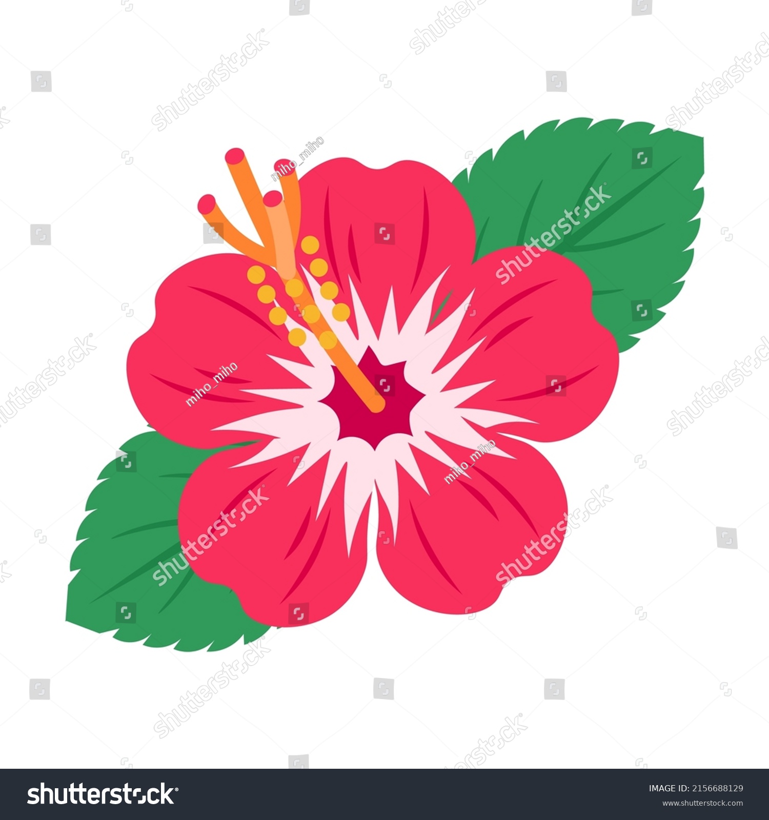 Illustration Red Hibiscus Leaves Stock Vector Royalty Free 2156688129 Shutterstock 