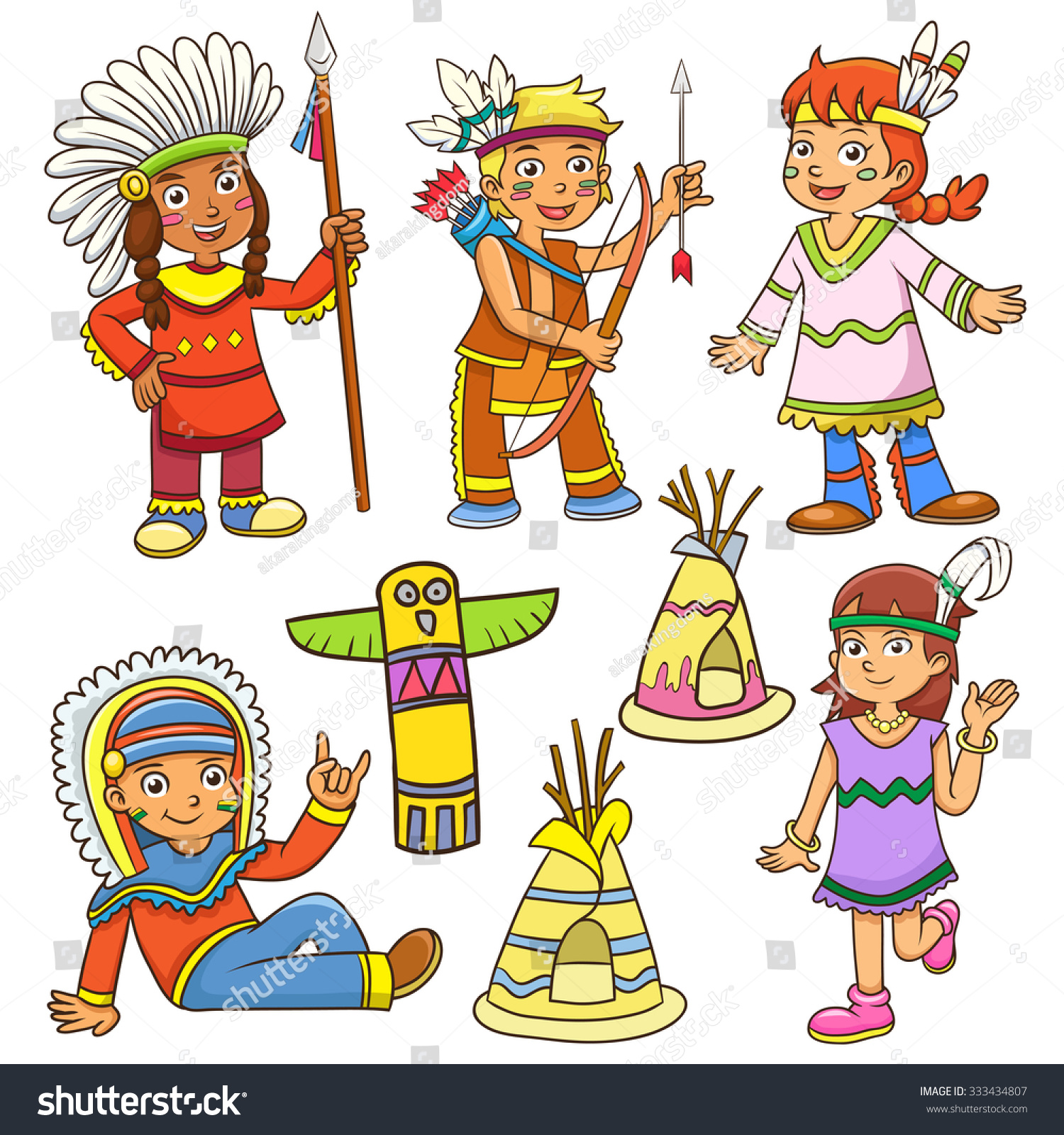 Illustration Red Indian Cartooneps10 File Simple 스톡 벡터 333434807