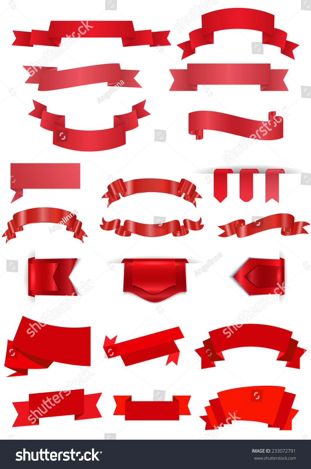 Illustration Of Red Ribbons In Various Styles - 233072791 : Shutterstock