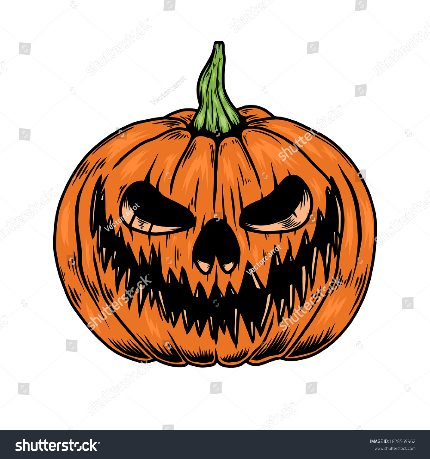 Illustration Scary Halloween Pumpkin Design Element Stock Vector Royalty Free 1828569962 4404