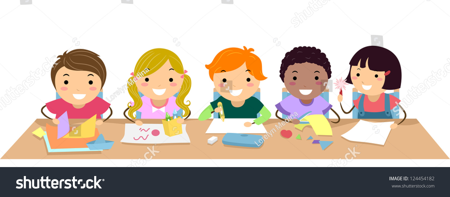 Illustration School Kids Doing Seatwork Stock Vector 124454182 ...