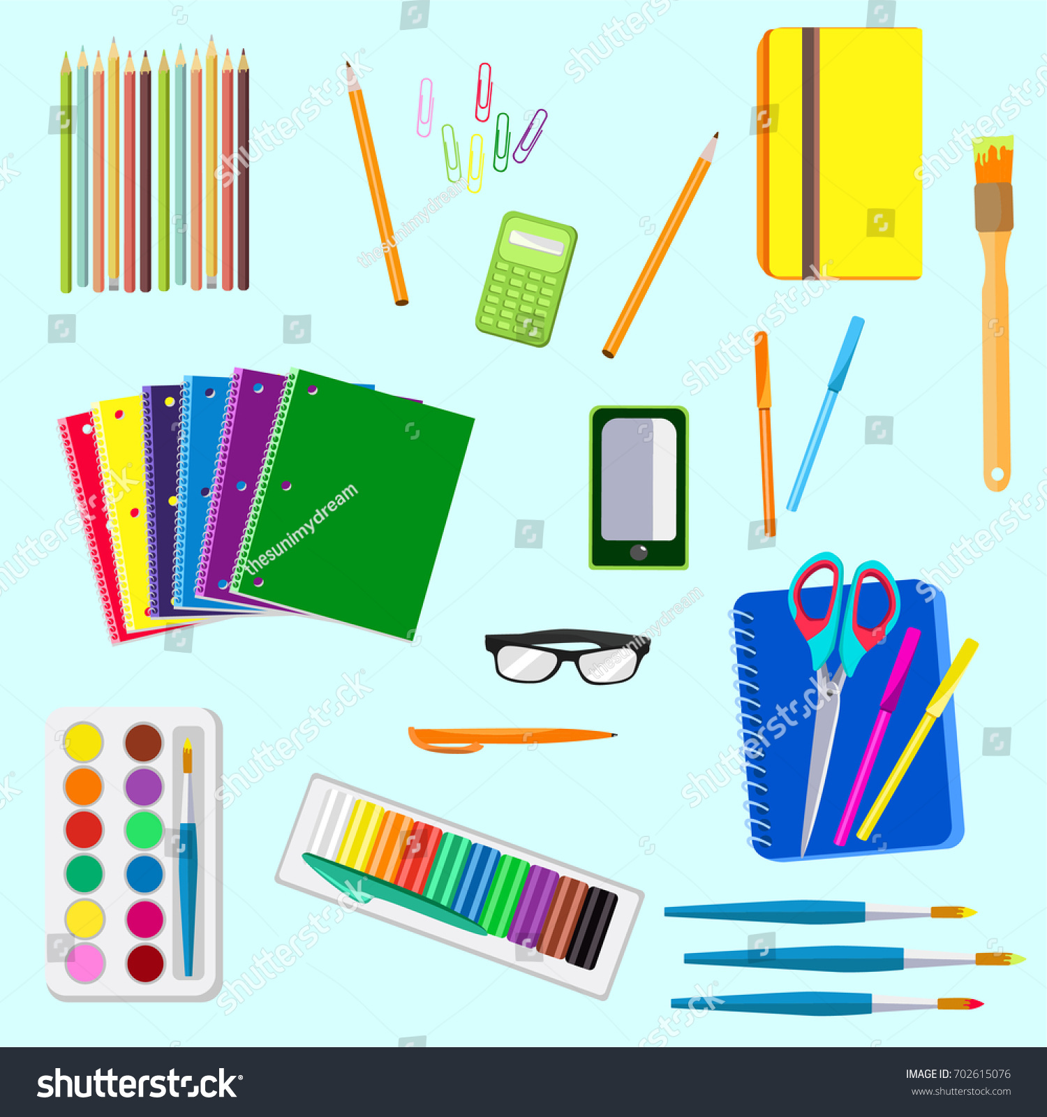 Illustration School Supplies Stock Vector (royalty Free) 702615076 