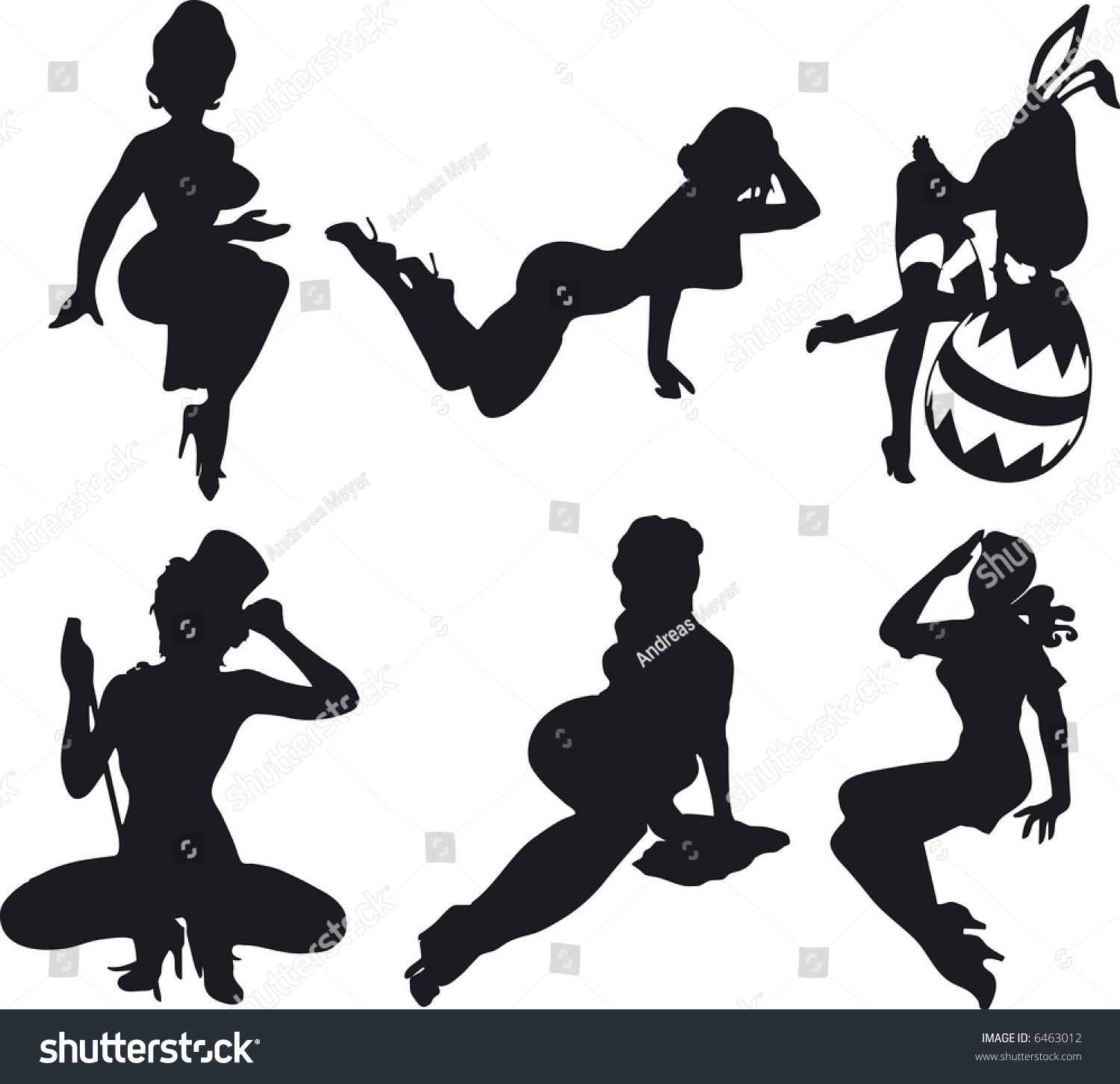 Illustration Sexy Woman Silhouettes Vector De Stock Libre De Regalías