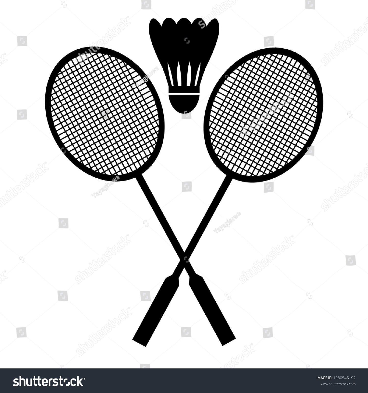 Illustration Shuttlecock Badminton Racket Vector Silhouette Stock ...