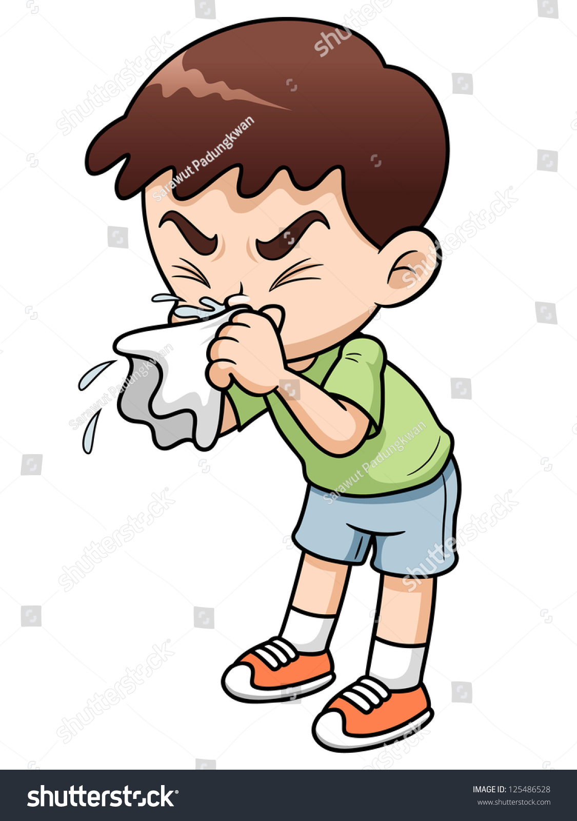 Illustration Sick Boy Cartoon Stock Vector 125486528 - Shutterstock