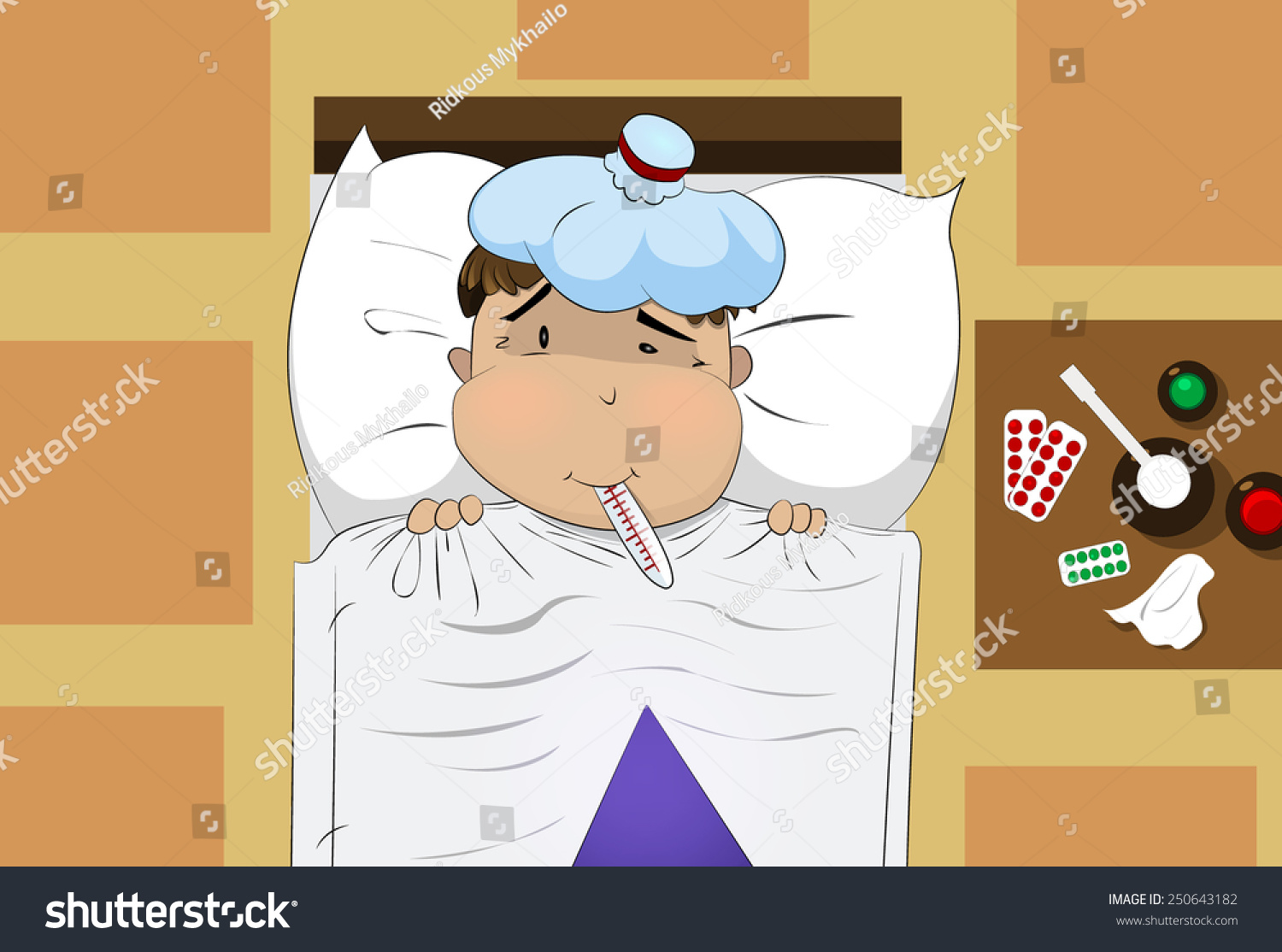 Illustration Of Sick Boy Cartoon - 250643182 : Shutterstock