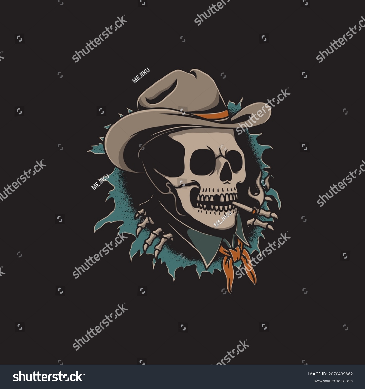 cowboy hat skull