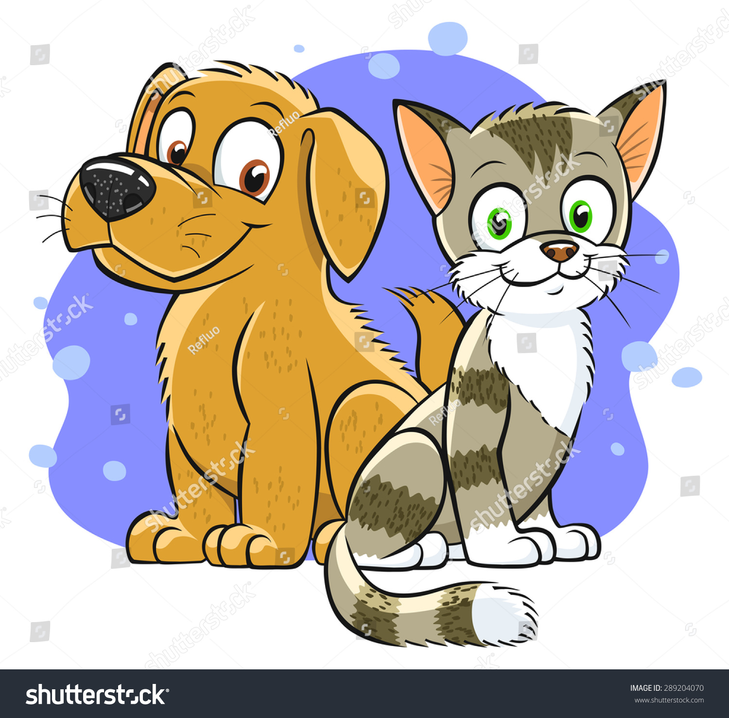 Illustration Smiling Cartoon Cat Dog On Stock Vector Royalty Free