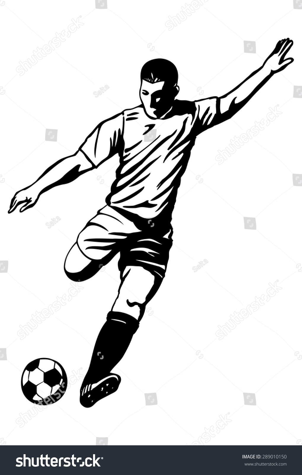 Illustration Of Soccer Player Kicking The Ball - 289010150 : Shutterstock