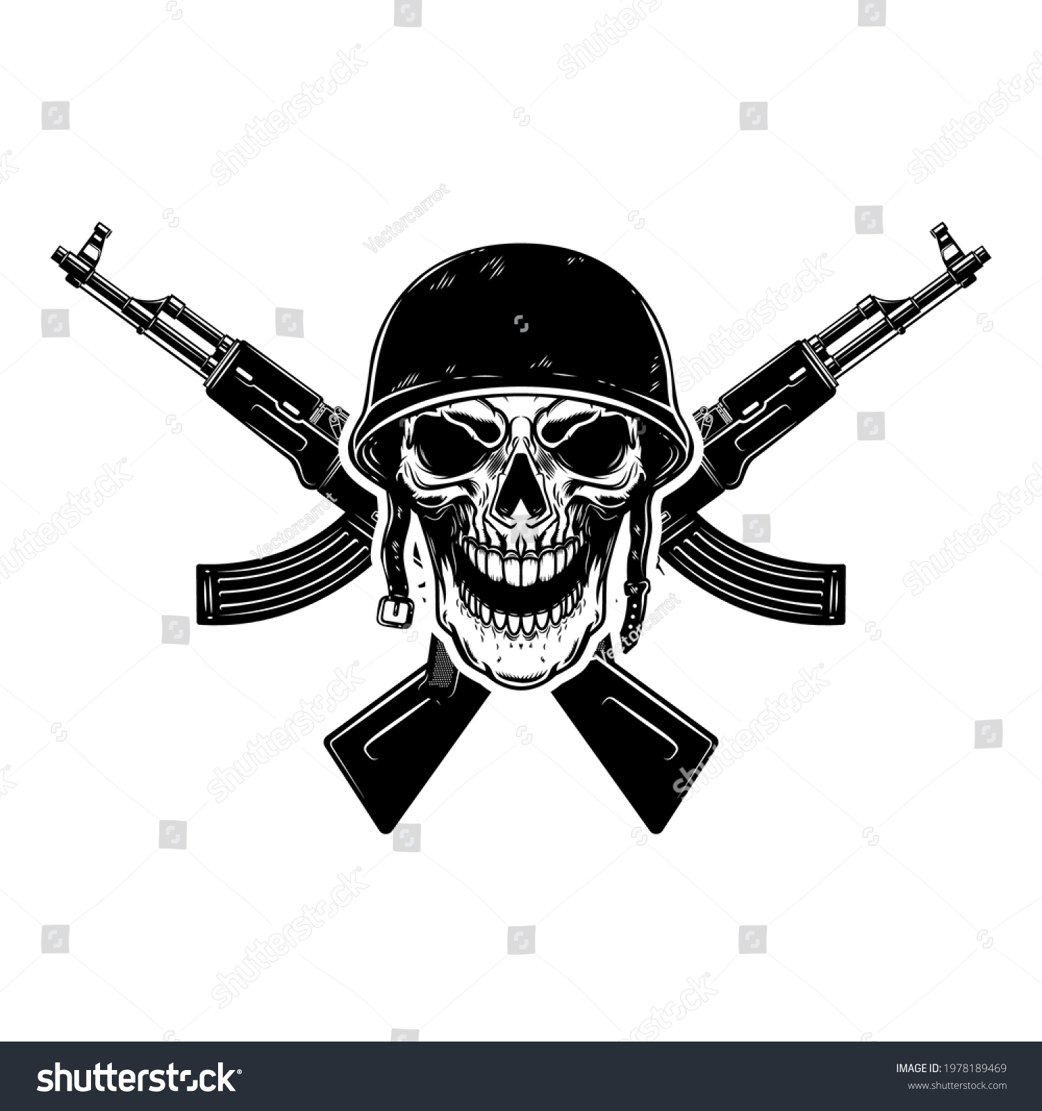 Illustration Soldier Skull Military Helmet Crossed Stock Vector ...