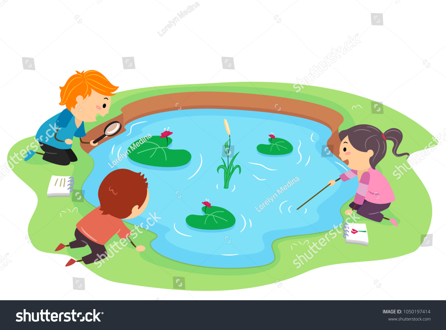 Illustration Stickman Kids Observing Plants Animals Stock Vector ...