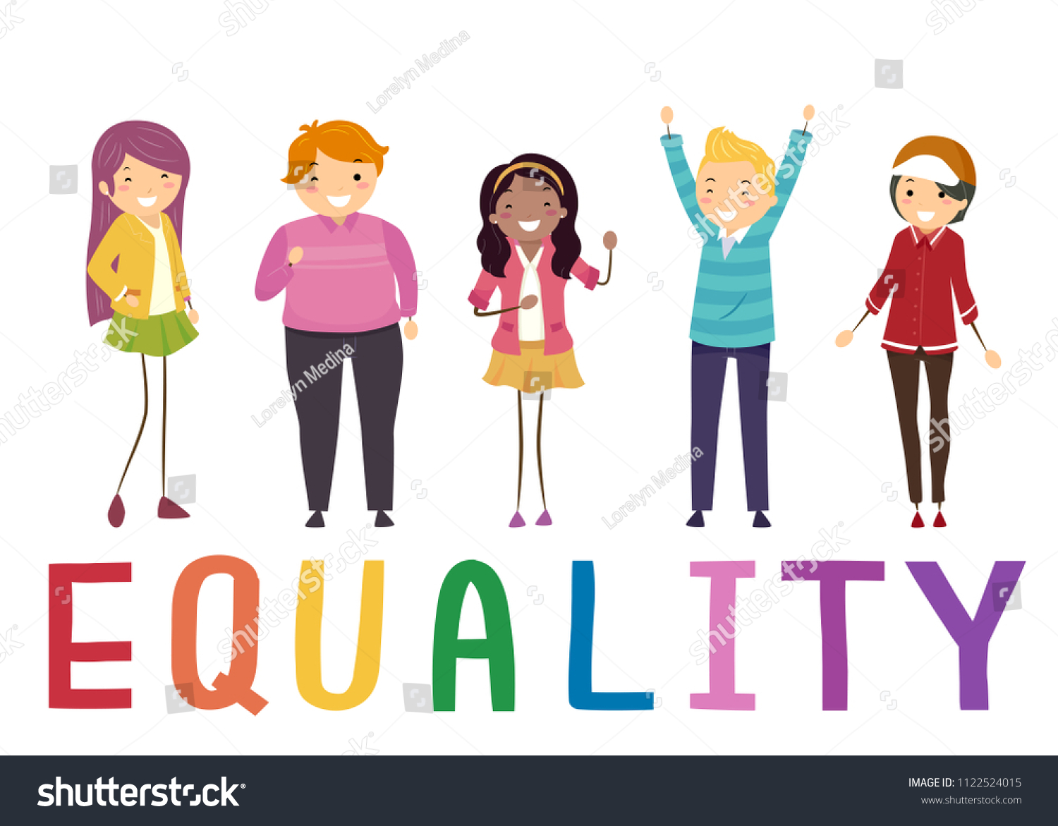 Illustration Stickman Teenage Girl Guy Equality Stock Vector (Royalty ...