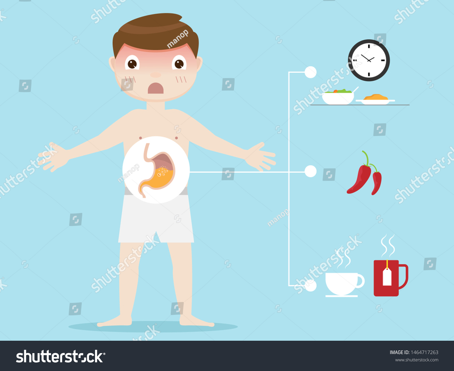 Illustration Stomach Pain Cartoon Flat Design Stock Vector (Royalty ...