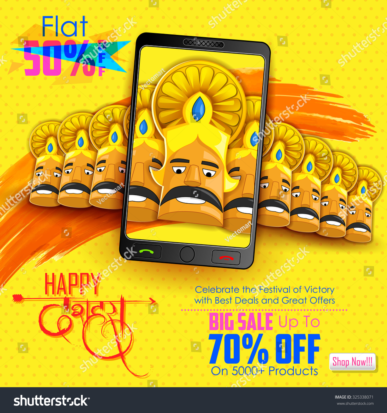 Illustration Ten Headed Ravana Mobile Application Stock Vector Royalty Free