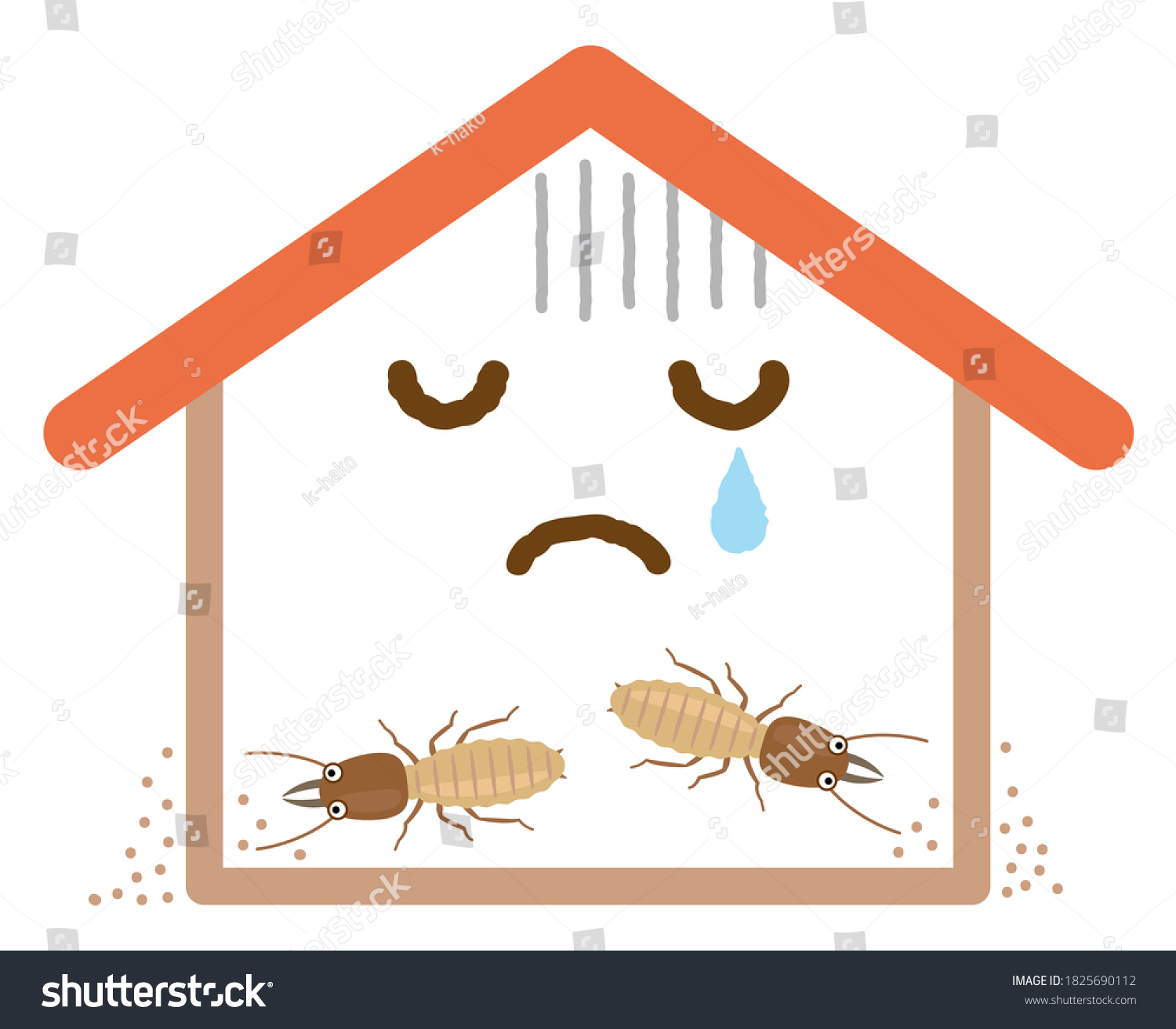 家中を食い荒らす白蟻のイラスト 漫画のキャラクターイラスト のベクター画像素材 ロイヤリティフリー