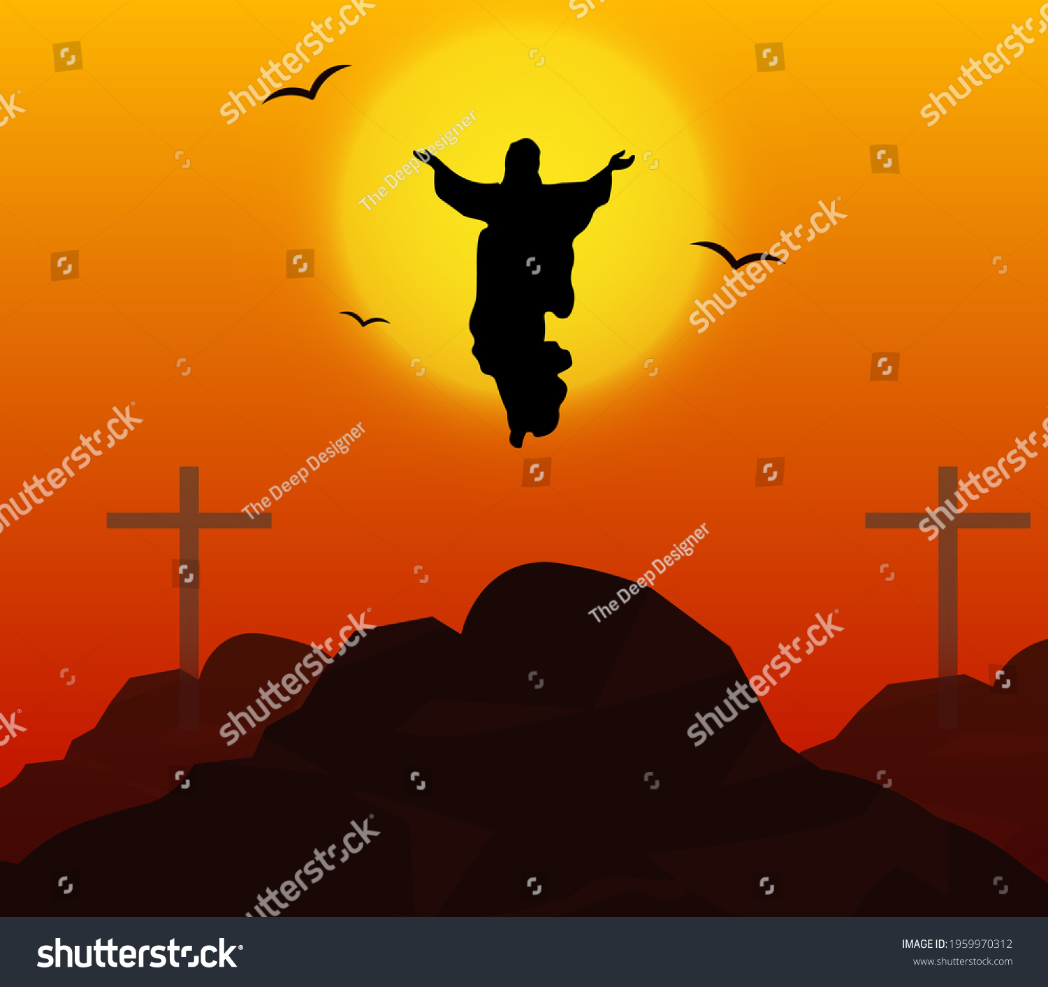 Illustration Ascension Day Jesus Christ Stock Vector (Royalty Free ...