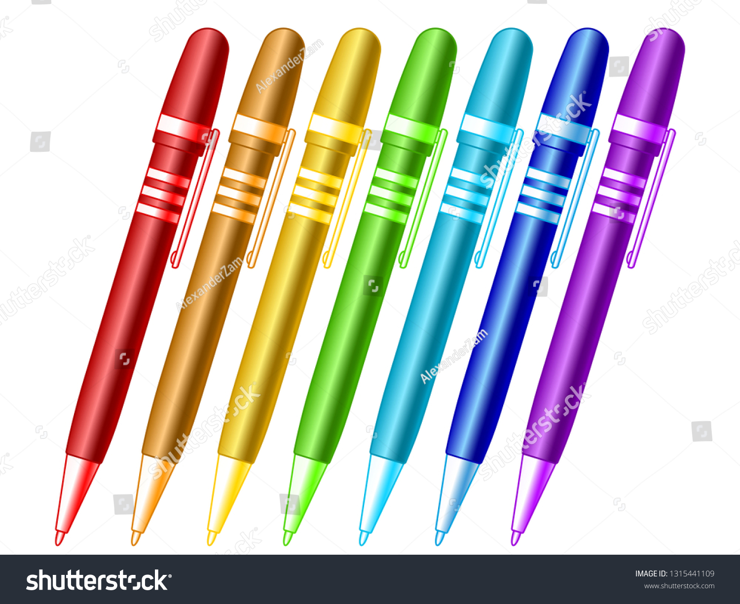 Illustration Ballpoint Pen Set Stock Vector (Royalty Free) 1315441109 ...