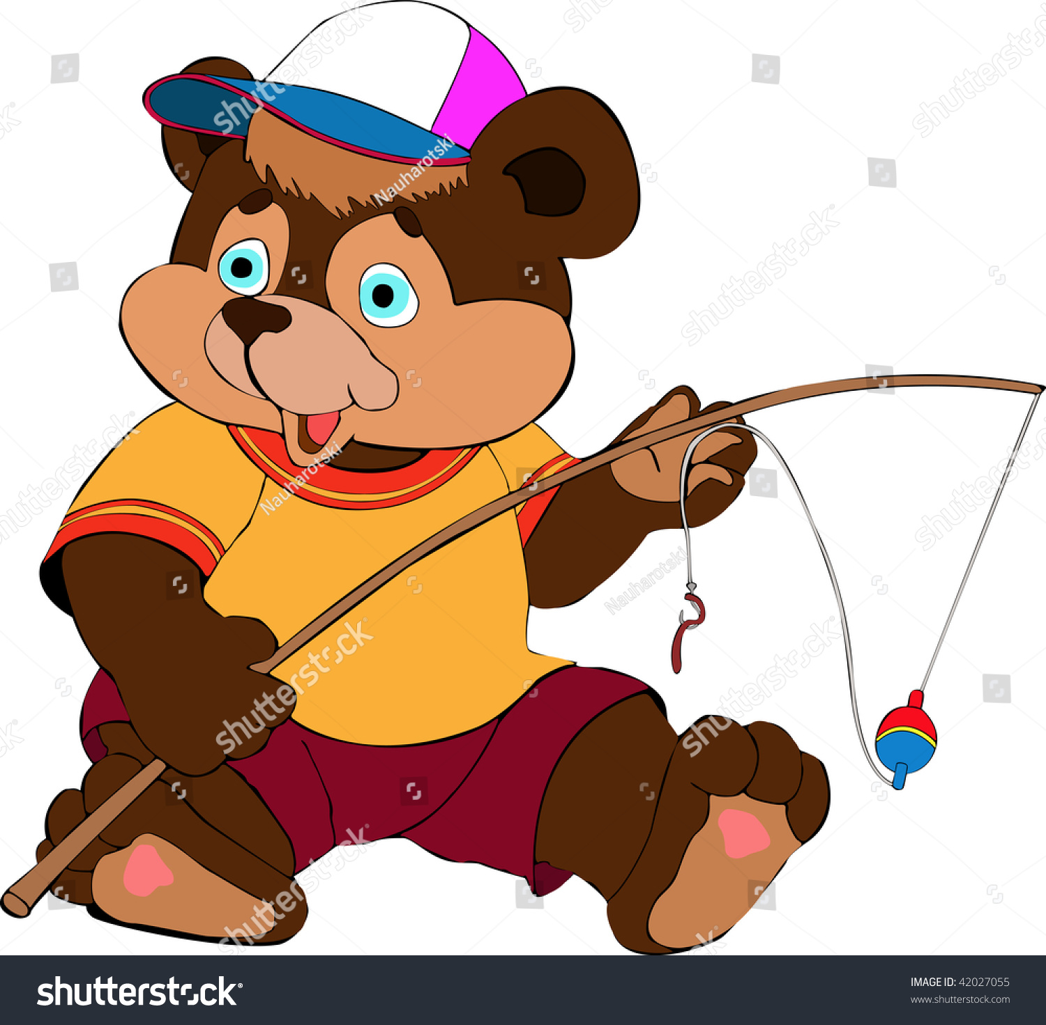 Illustration Of The Bear Fisherman - 42027055 : Shutterstock