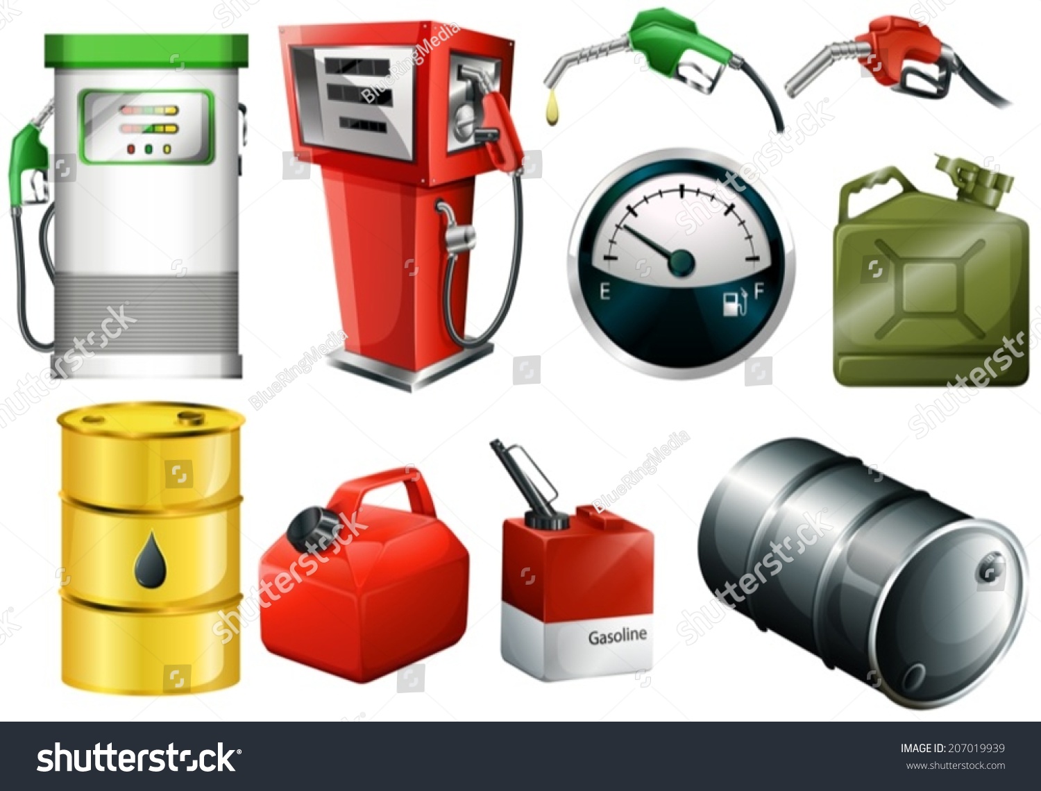SVG of Illustration of the different fuel cans on a white background svg