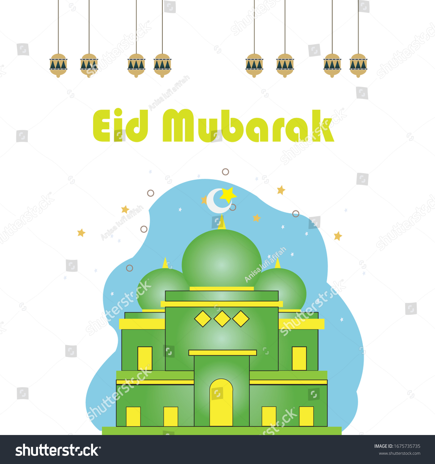 Illustration Flat Design Islamic Month Ramadan Stock Vector Royalty Free 1675735735