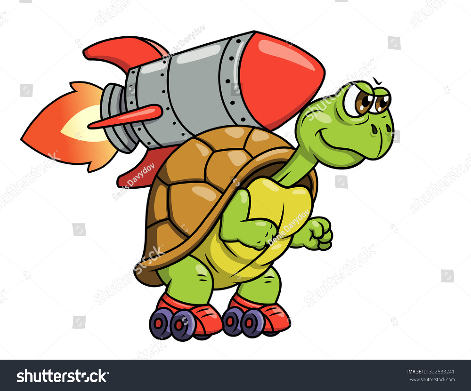 Illustration Funny Turtle On Roller Skates Stock Vector Royalty Free