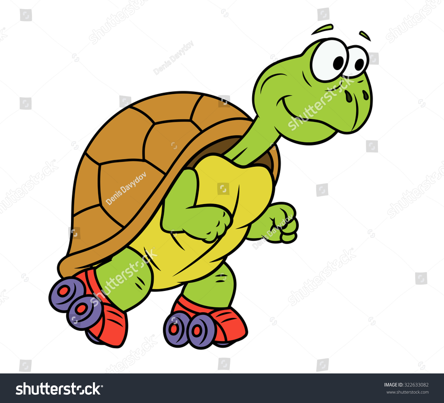 Illustration Smiling Funny Turtle On Roller Stock Vector 322633082 ...