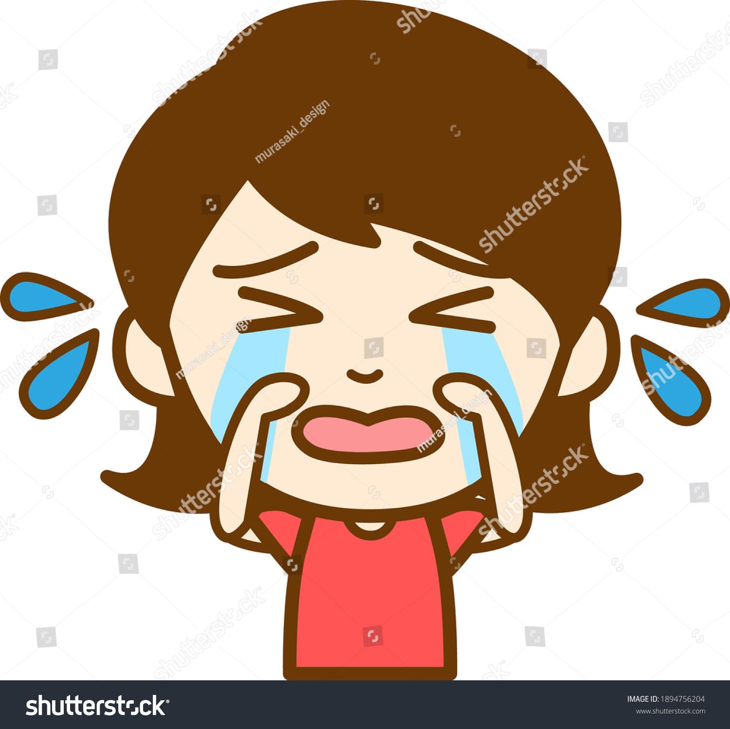 Illustration Upper Body Crying Girl Stock Vector (Royalty Free ...