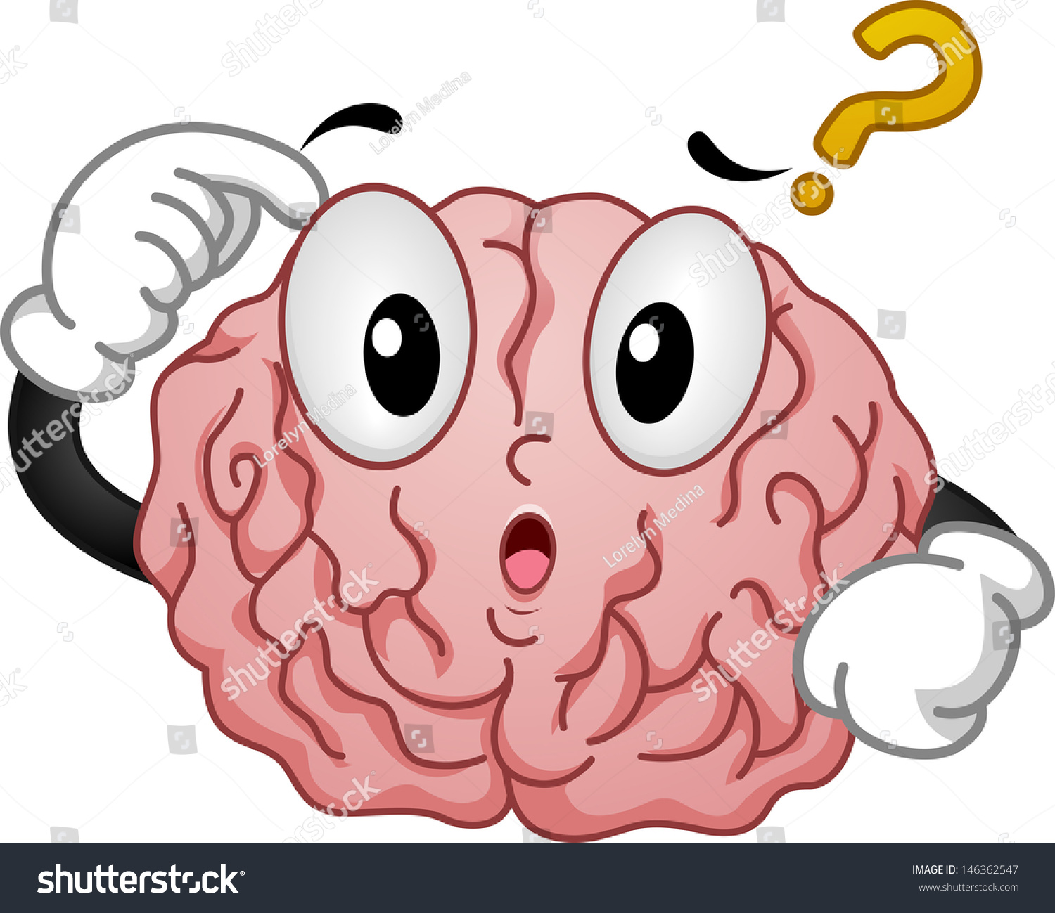 Illustration Of Thinking Brain Mascot With Question Mark - 146362547 ...