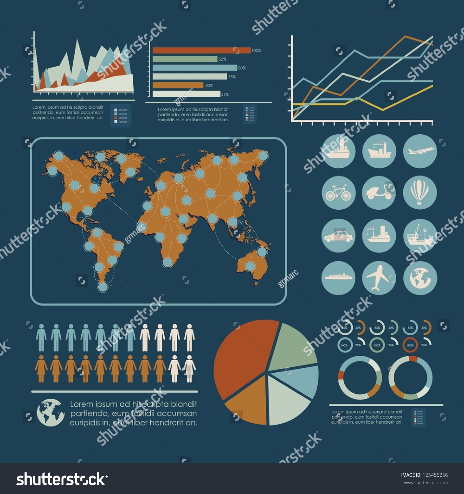 Illustration Tourism Infographics Colors Graphs Tourism Stock Vector ...