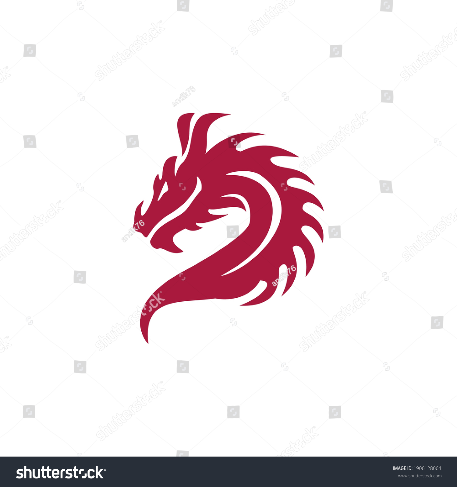 Vektor Stok Illustration Traditional Chinese Dragon Chinese Logo Tanpa