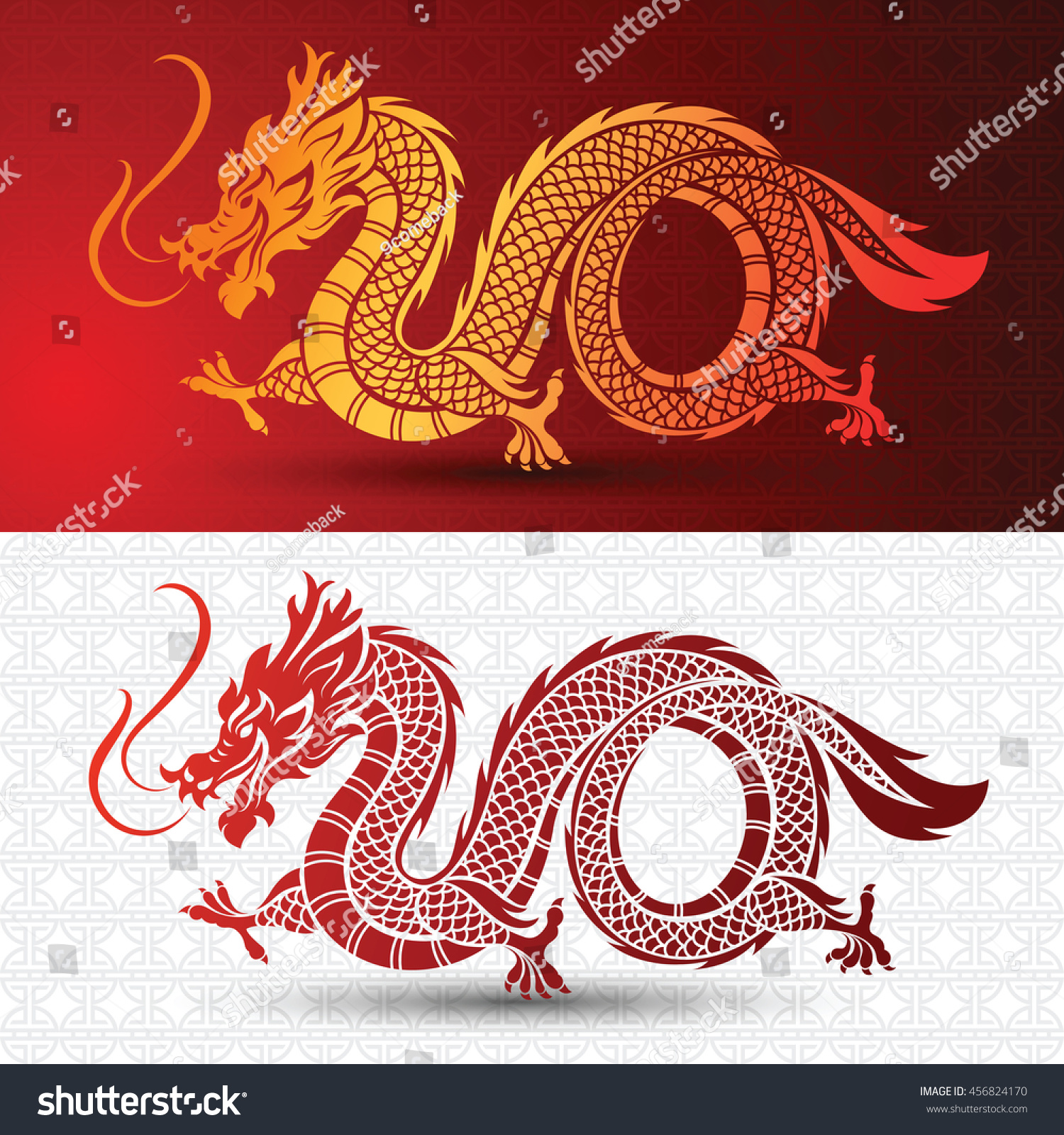 Illustration Of Traditional Chinese Dragon ,vector Illustration 