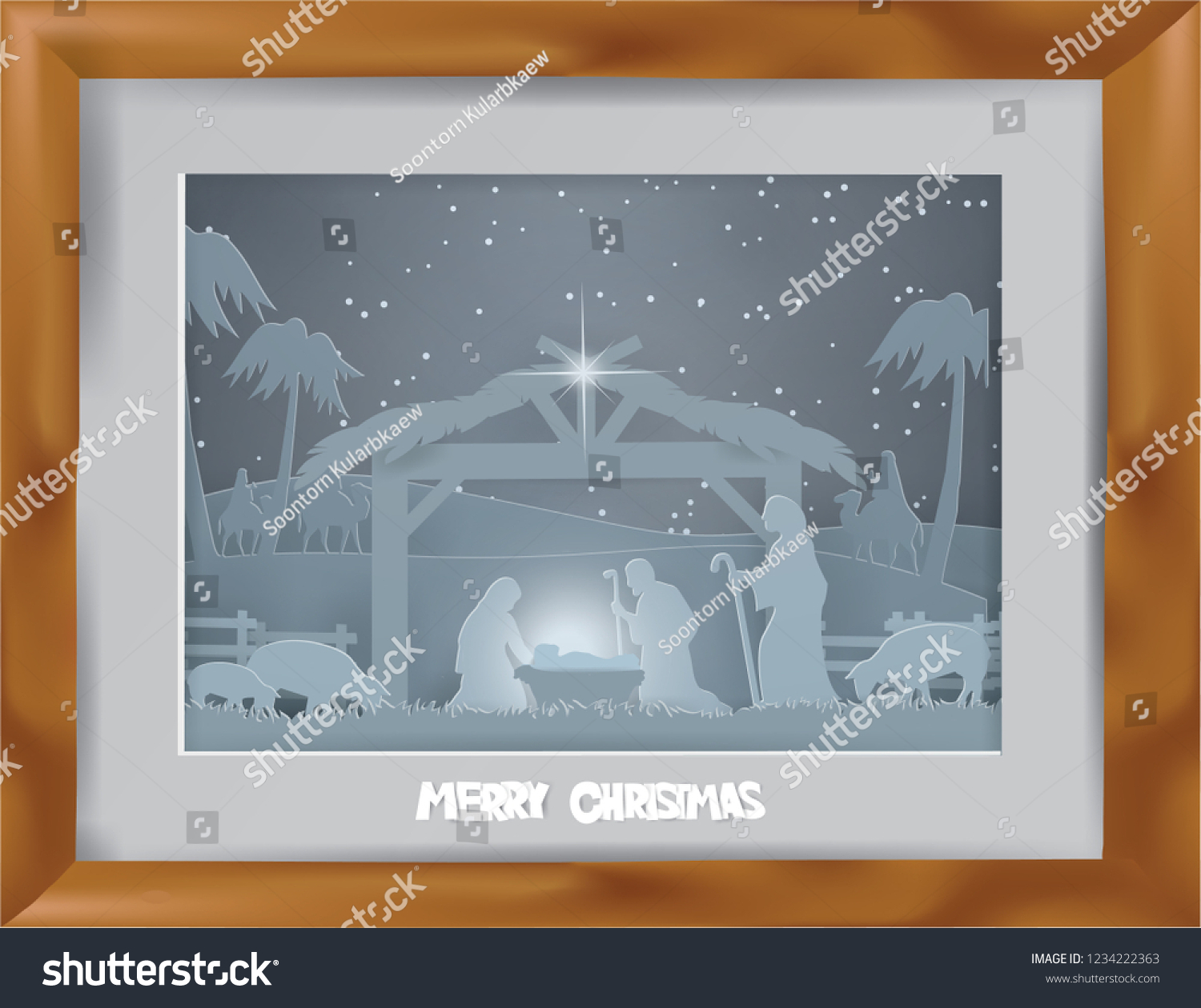 Illustration Traditional Christmas Nativity Scene Baby Stock Vector