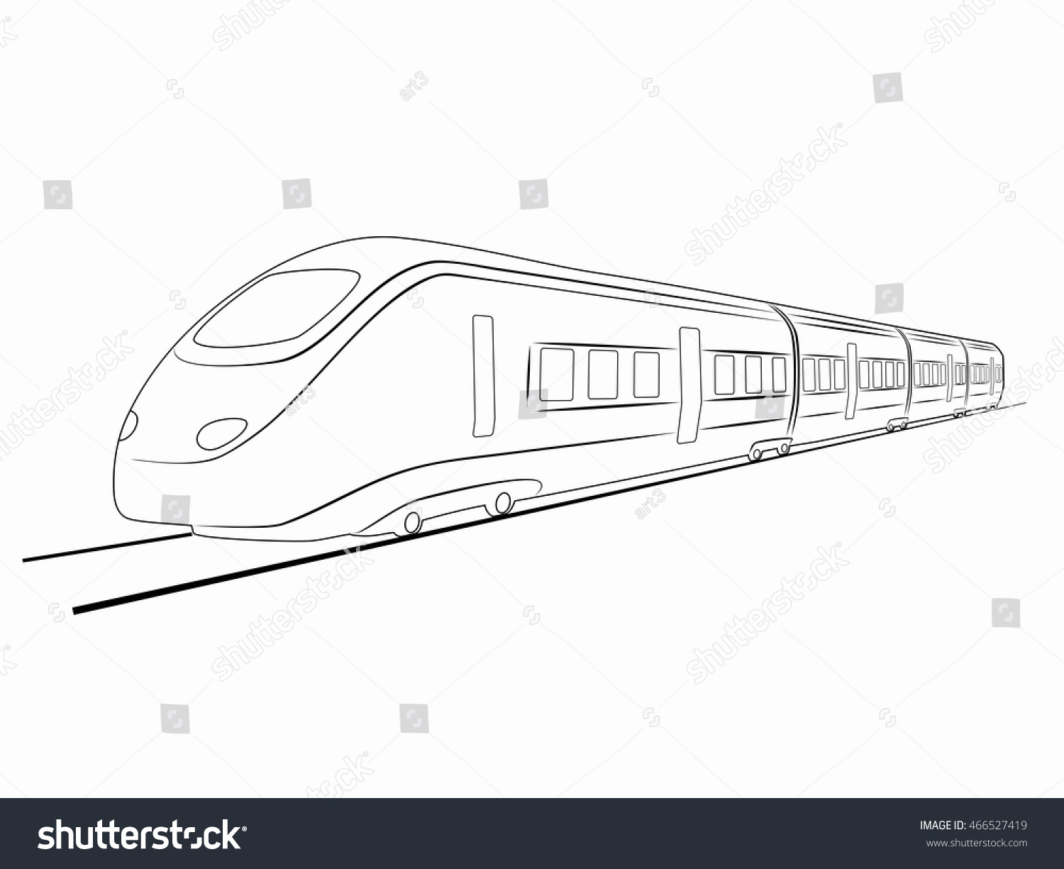 Illustration Train Black White Drawing White: เวกเตอร์สต็อก (ปลอดค่า ...