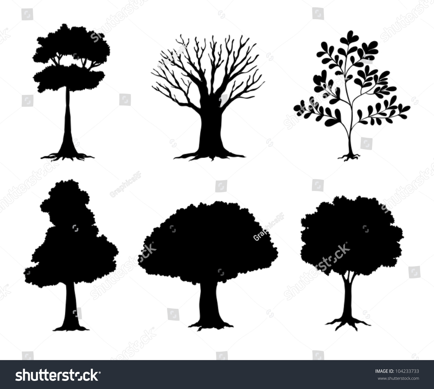 Illustration Of Tree And Plant Silhouettes - 104233733 : Shutterstock