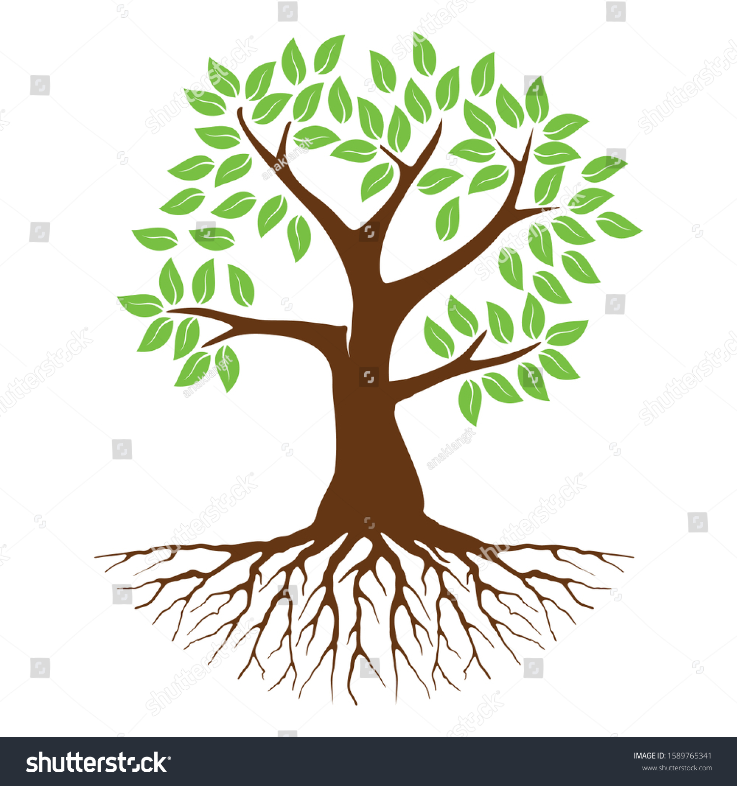 Illustration Tree Root Logo Tree Vector Stock Vector (Royalty Free ...