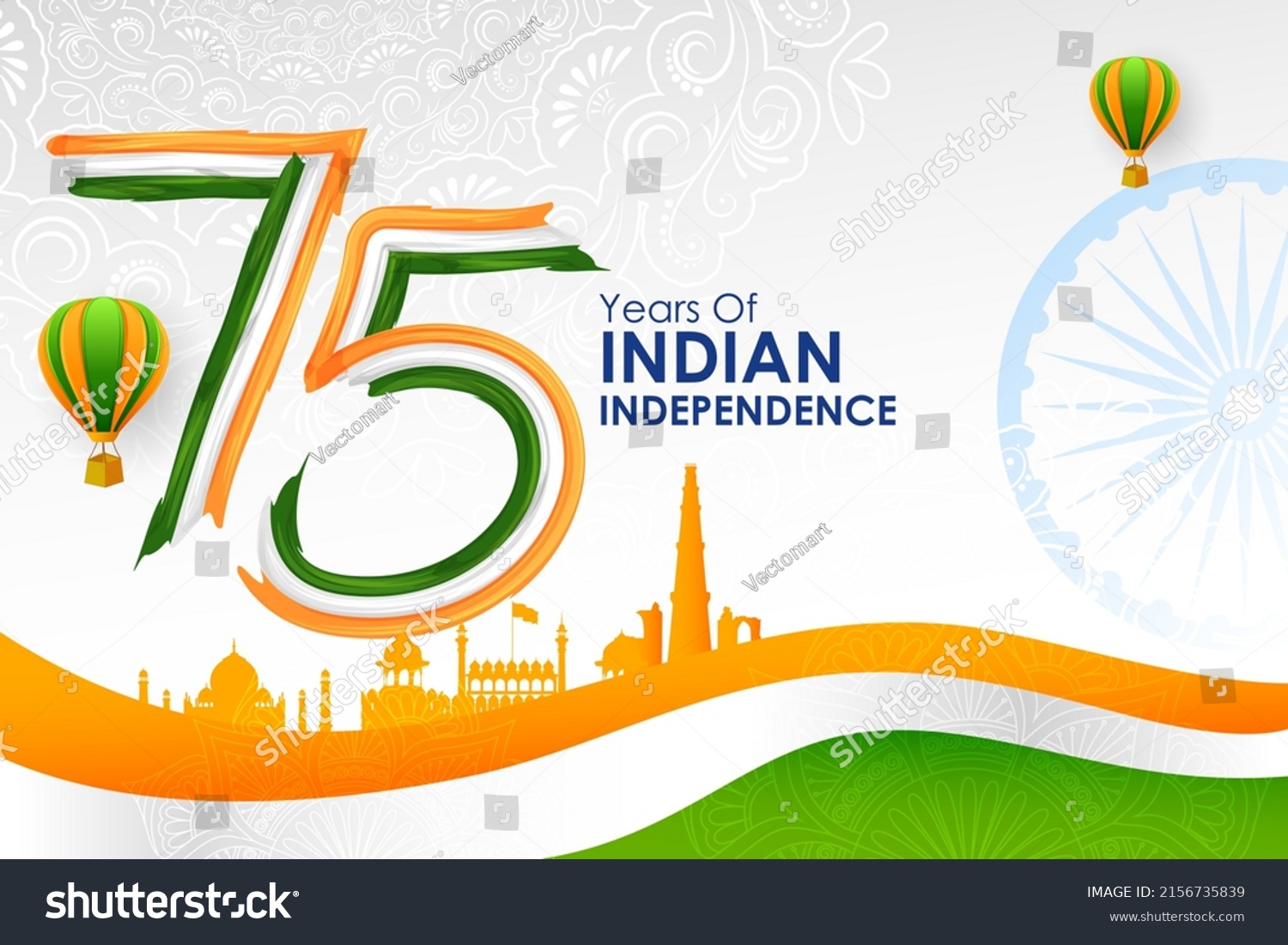 SVG of illustration of tricolor banner with Indian flag for 75th Independence Day of India on 15th August svg