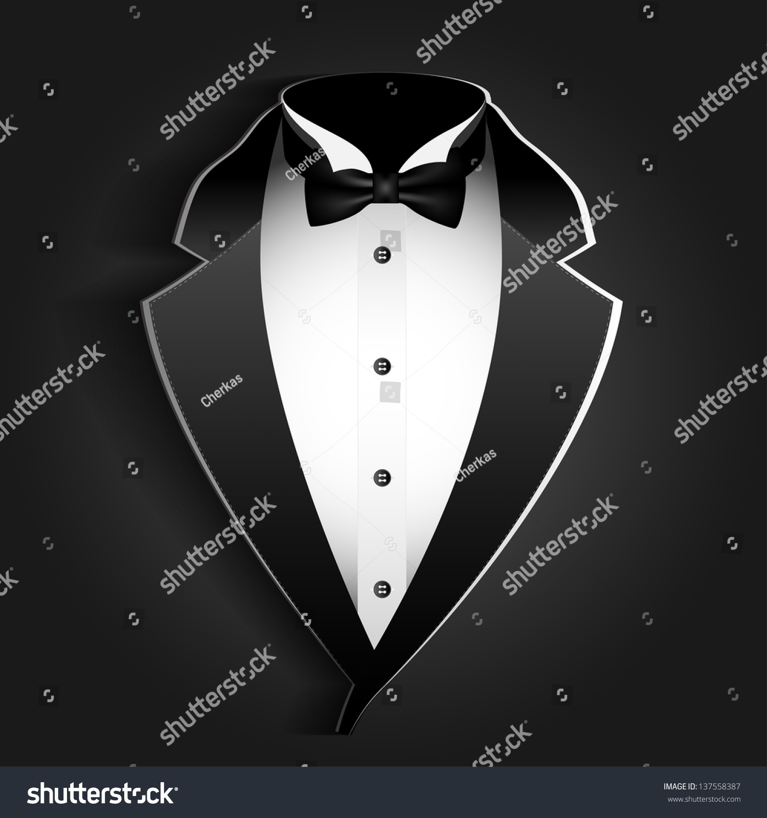 Illustration Tuxedo Bow Tie On Black Stock Vector (Royalty Free) 137558387