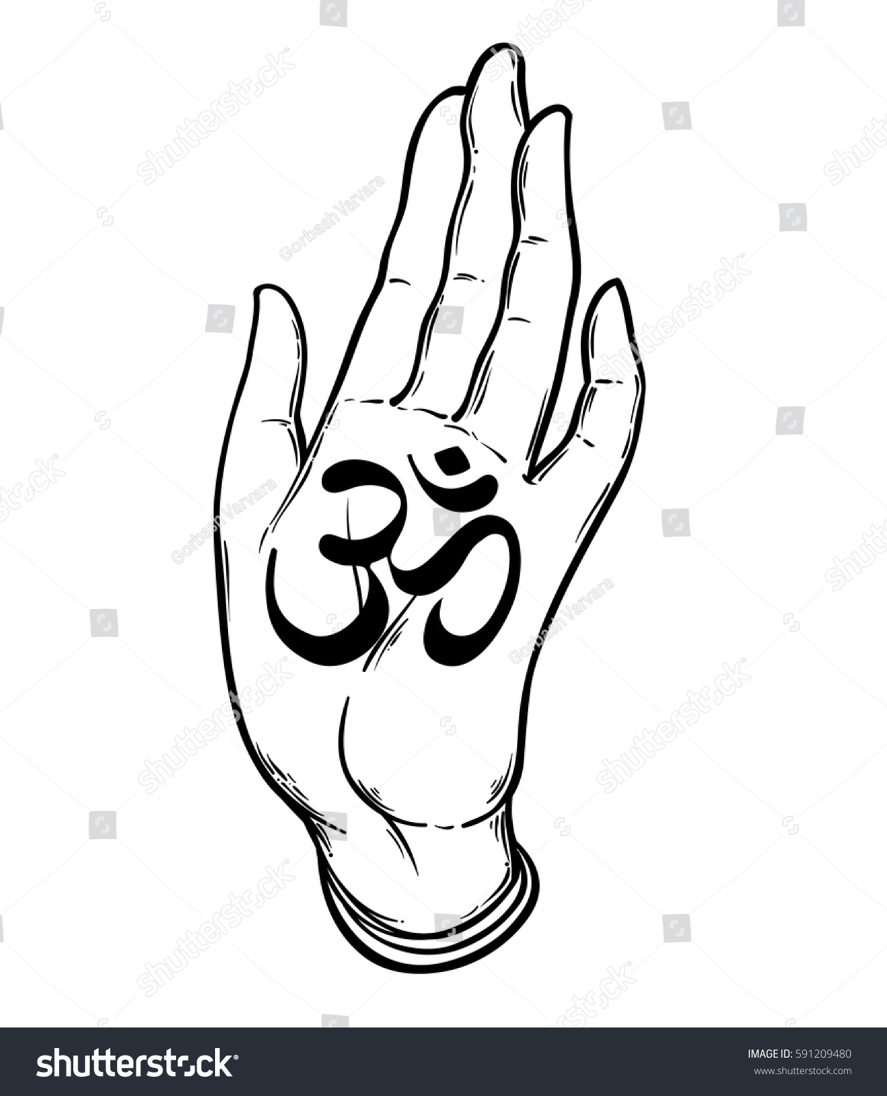 Illustration Two Hands Showing Om Sign Stock Vector 591209480 ...