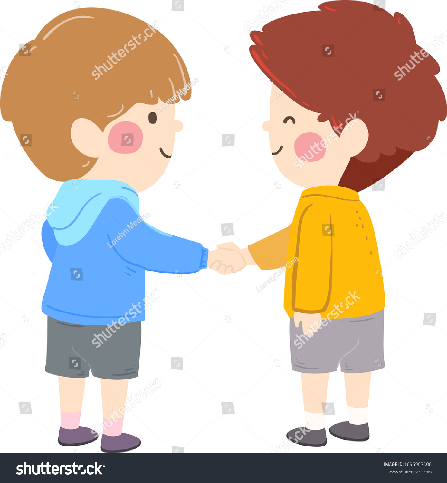 Illustration Two Kids Boys Shaking Hands Stock Vector (Royalty Free ...