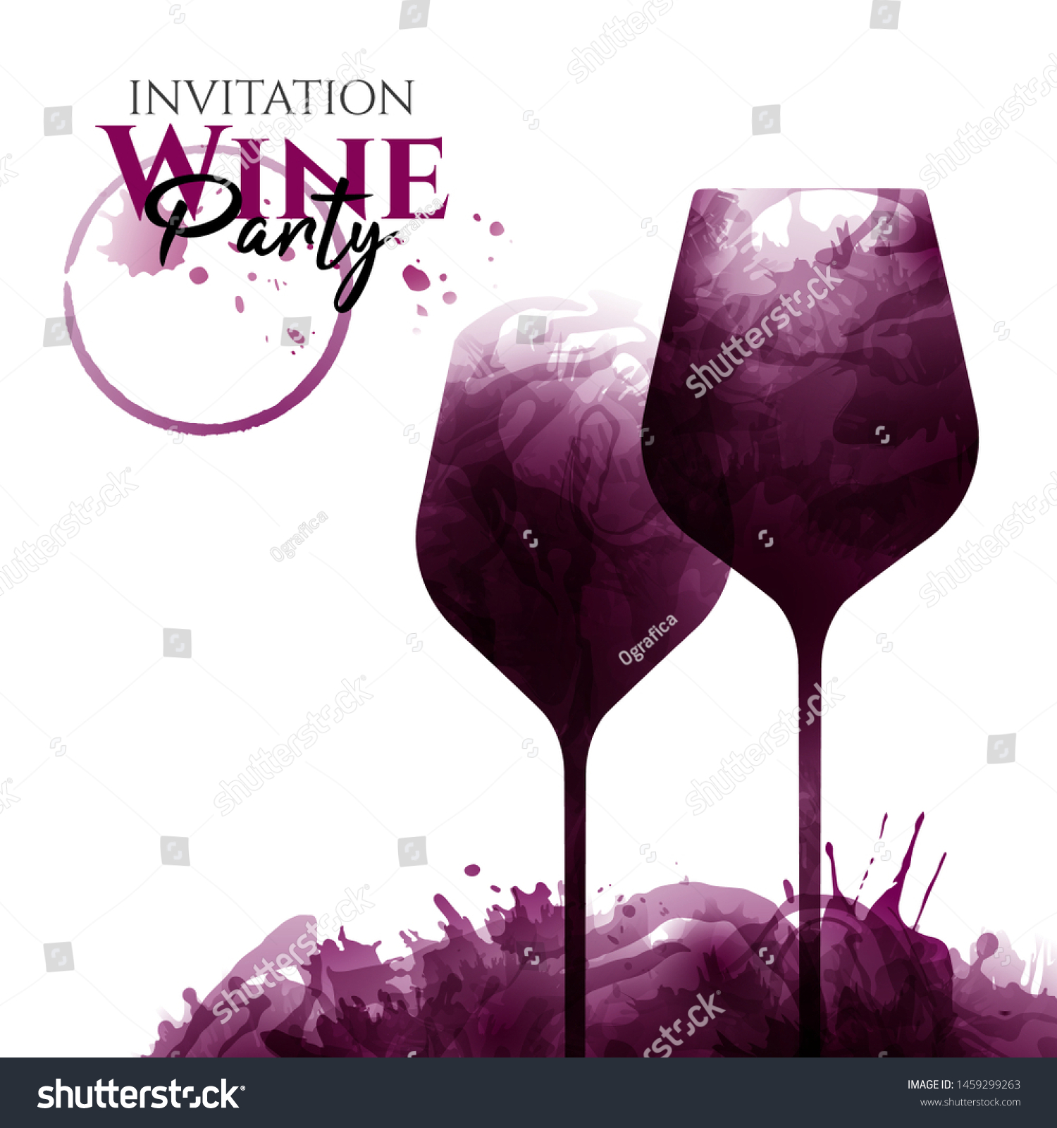 Illustration Two Wine Glasses Red Wine Stock Vector Royalty Free