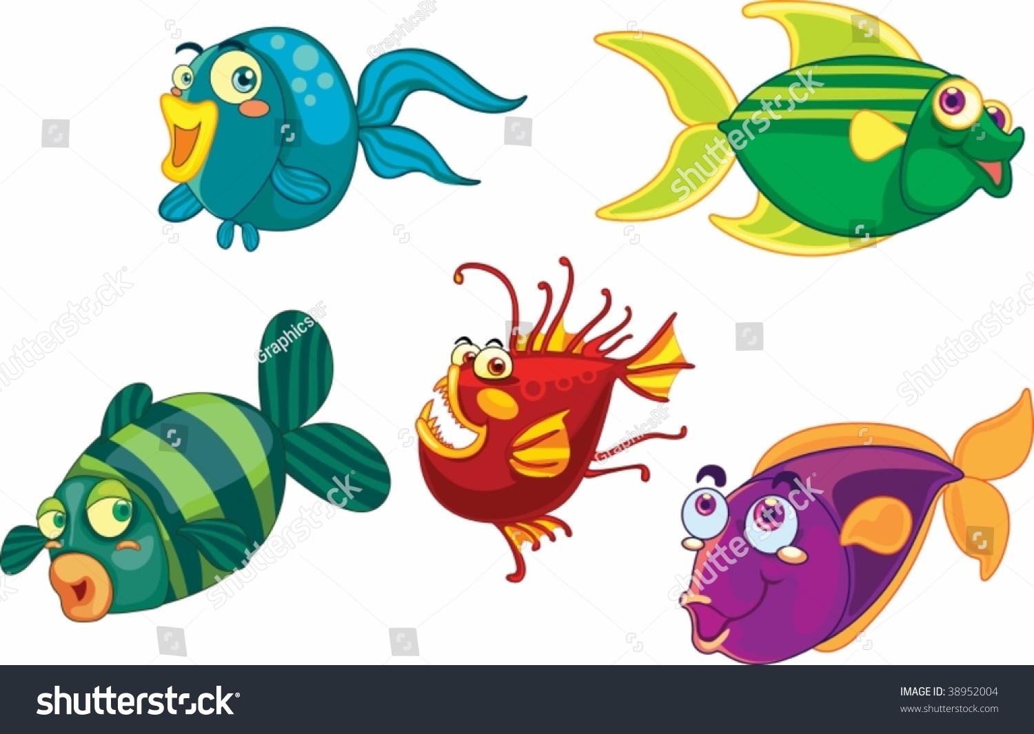 Illustration Of Various Fishes On White - 38952004 : Shutterstock