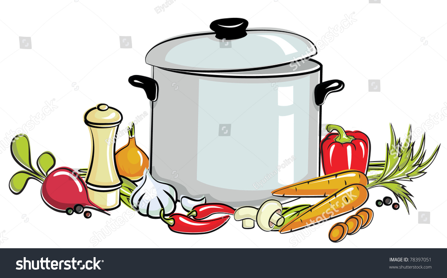 Illustration Vegetables Pot Soup Stock Vector 78397051 - Shutterstock